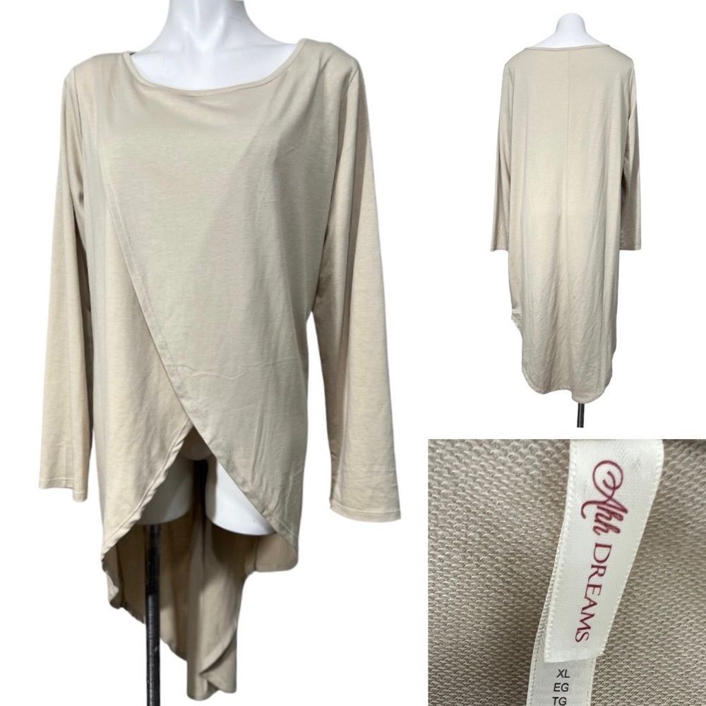 Ahh Dreams XL tan high low tunic top